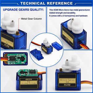 Micro-moteur servo Keacvise SG90 9g 180 degrés, mini servos analogiques pour voiture RC, avion, hélicoptère, bateau, bras robotique - Product Image 2