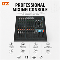 Consola de Mezcla de Audio Digital Profesional DSZ DS-12P-4 de 12 Canales con Entradas XLR, Salidas USB, 30W, 100-240V para Eventos en Vivo