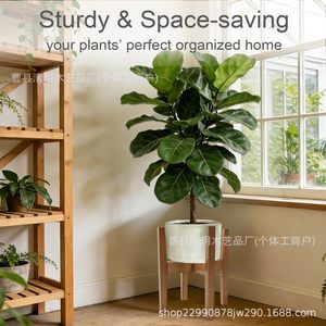 Adjustable Solid Wood Flower <b>Stand</b> Cross Shaped Telescopic Indoor Living Room Balcony Floor Standing Plant Holder - Product Image 2