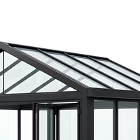 Solarium en verre à double vitrage en alliage d'aluminium et de magnésium noir pour patio, villa, jardin