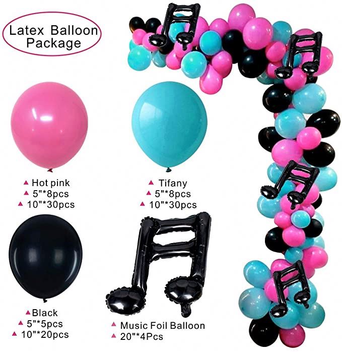G.C Decorazioni Da Festa Anni '80 E '90, Retro Disco Tema Di Festa Con Addobbi A Forma Di Palloncino, Sfondo Colorato, Palloncini In Gomma Disco