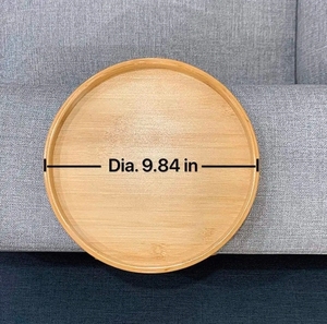 पेय के लिए लकड़ी के ट्रे के साथ गोल बांस भंडारण रैक आर्मरेस्ट क्लिप साइड टेबल - Product Image 6