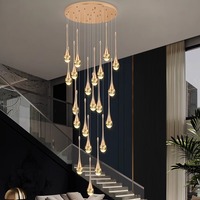 Lustre d'escalier en colimaçon Lumière luxe simple cristal lumière hôtel appartement pick vide duplex salon villa lustre