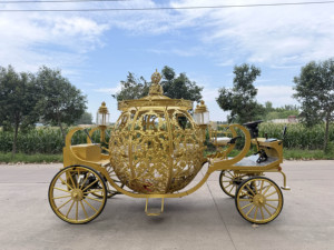 Charrette de princesse romantique en forme de citrouille, chariot de mariage Cendrillon pour événements commerciaux - Product Image 3