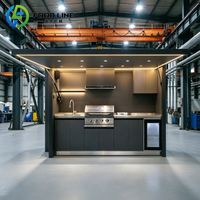 Cuisine extérieure avec barbecue à gaz, îlot de cuisson et accessoires