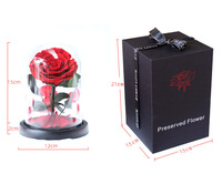 Roses éternelles sous cloche en verre, cadeaux de la Saint-Valentin, rose naturelle fraîche préservée de luxe dans un coffret cadeau en verre