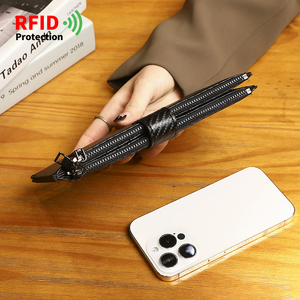Diseñador multifunción de gran capacidad billetera larga funda para teléfono fibra de carbono Rfid Tarjetero con bajo Moq - Product Image 2