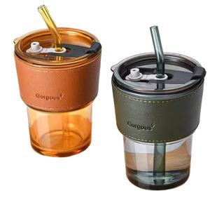 Vendita calda di alta qualità di lusso personalizzato acqua potabile bevanda vetro barattolo tazza con coperchi paglia - Product Image 2