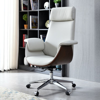 Fauteuil de direction en cuir blanc chaise de bureau classique chaise à roulettes au design ergonomique