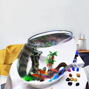 Aeofa-pecera de cristal plano, creativa, de escritorio, pequeña, ovalada, transparente - Product Image 6