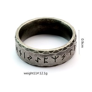 yunnique Retro Stainless Steel Men's <b>Ring</b> With Runes Geometric Design Gift Jewelry - Product Image 5