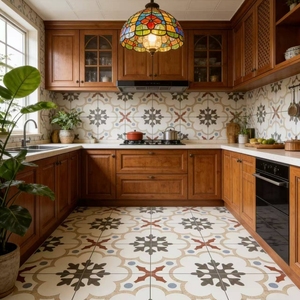 Piastrelle Vintage con Texture Floreale e Vegetale, Lucidate per Pavimenti Interni, <span class=keywords><strong>Cucina</strong></span>, Bagno e Rivestimenti Murali - Product Image 6