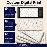 Kain Twill Katun 100% Cetak Digital Motif Ranting Mawar 145 GSM Lebar 56 hingga 57 Inci untuk Gaun, Kemeja, Rok