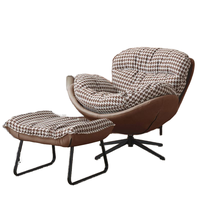 Chaise longue moderne de luxe pour chaises de chambre à coucher Chaise de loisirs pivotante de loisirs avec pouf