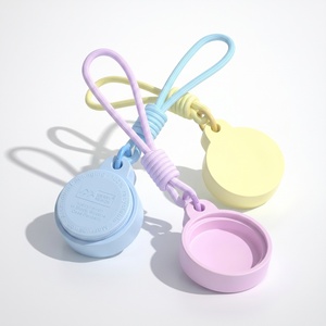 <b>Custom</b> Logo Aluminum Solid Perfume Jar Silicone Keychain Lanyard Portable Mini Tin Refillable Screw Cap <b>Lipstick</b> Salve Case - Product Image 1