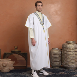 Al por mayor, Túnica Islámica Musulmana de Alta Calidad con Bordado <span class=keywords><strong>para</strong></span> Hombre, Estilo Bish, Dubai, Arabia Saudita, Jubbah, Thobe, Uniforme de Soltero - Product Image 4