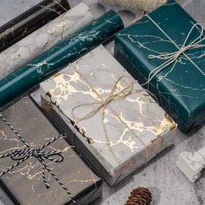 Marble <b>Pattern</b> Gift Wrapping <b>Paper</b> Roll Double Sided Coated Art <b>Paper</b> with Gold Foil Waterproof for Craft and Gift Use - Product Image 2