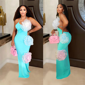 C7048 fiore in tinta unita da donna moda europea americana nuova lunghezza del pavimento per AliExpress quotidiano indipendente da <span class=keywords><strong>Amazon</strong></span> - Product Image 4