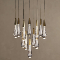 Lustre en cristal LED en forme de goutte d'eau, décoration intérieure, luminaires suspendus pour chambre à coucher, salle à manger, bar et escalier