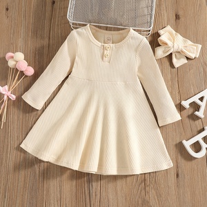 6M-4Y infantile enfant en bas âge enfants bébé filles robe doux tricoté à manches longues bouton robes pour filles automne printemps vêtements D35 - Product Image 3
