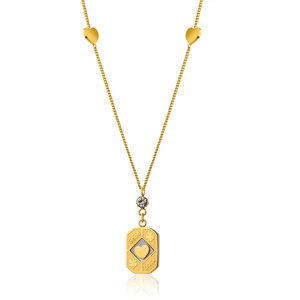 Collier Pendentif Zircon en Acier Inoxydable 316L Plaqué Or 18 carats, Anti-ternissement, Style Vintage, avec Logo Personnalisé et Motif Paillette Porte-Bonheur, pour Femme - Product Image 5