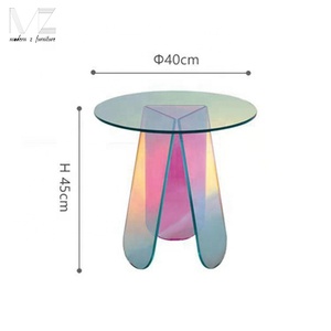 Tavolino da salotto in acrilico <span class=keywords><strong>trasparente</strong></span> con arcobaleno rotondo in cristallo colorato nordico colorato fantasia iridescente - Product Image 5