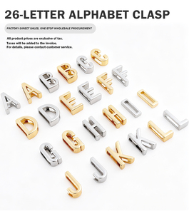 주얼리 제작 가방 액세서리용 레터 슬라이더 메탈 참, 팔찌 목걸이 및 공예 초기 스트랩용 29mm 슬라이더 참 - Product Image 3