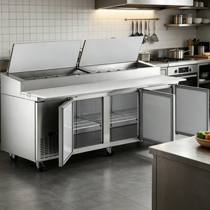 Commercial Three-door Salad Prep <b>Table</b>, Ventilated Cooling Refrigerated Cabinet with Digital Temperature Control - Product Image 5