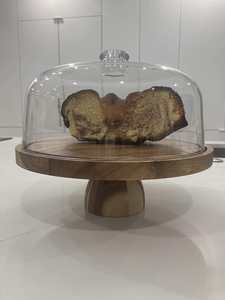 Peynir, kek, tatlı için servis tabağı kullanarak şeffaf kapaklı yuvarlak ahşap kek standı - Product Image 5