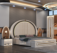 Ensemble de lit complet de luxe moderne avec rangement et matelas, design simple, meubles de chambre en acier inoxydable pour la maison ou la villa