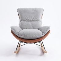 Fauteuil à bascule à dossier haut, fauteuil à bascule moderne en tissu, fauteuil à bascule en bois massif, fauteuil simple pour salon