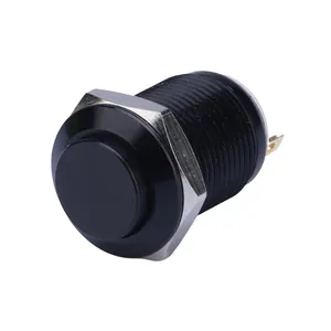 12mm 2pins reset Mini Push Button Switch unlocked Waterproof Momentary Metal Black Housing Automatic Return buttons switches