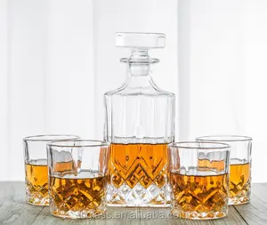 Clear whisky glass bottle and glasses set, custom packaging & whisky glass bottle