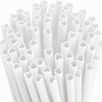 Pailles en plastique rigide de 7 mm de couleur blanche en forme de cœur, couleurs personnalisées, réutilisables, sans BPA, accessoires de bar, décoration de fête parfaite