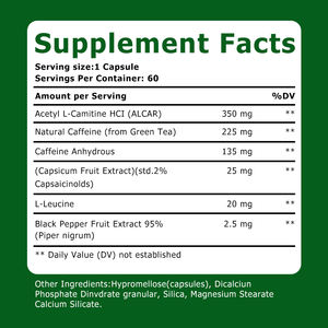 Kapsul Pembakar Lemak dan Pengatur Berat Badan Grosir OEM, Kafein & Lada Hitam Meningkatkan Energi, Membantu Pengaturan Tubuh - Product Image 2