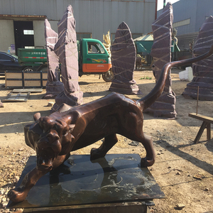 Statua di <span class=keywords><strong>Pantera</strong></span> in Metallo Ottone Anticato a Grandezza Naturale Personalizzata per Decorazione Giardino Esterno - Product Image 3