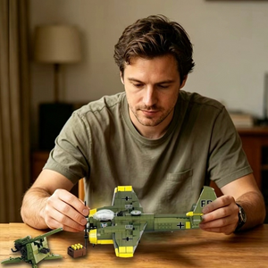 Set de Bloques de Construcción Militares de la Segunda Guerra Mundial, Junkers Ju 88 y Flak 36 de 88 mm, Bombardero Antiaéreo, Modelo Coleccionable para Aficionados Adultos - Product Image 6