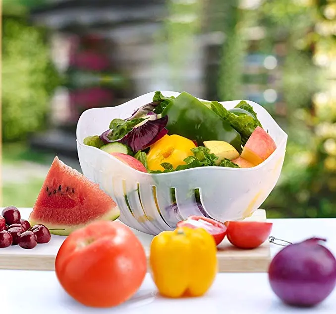 Salad Mini Maker Machine Oval Slicer Kraft Chopping And Lid Fast Fruit Vegetable Salad Cutter Bowl