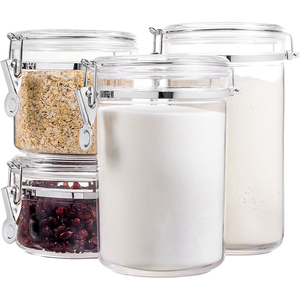 4 Piece Airtight Plastic PS Storage Bottles & Jars Set Pantry Storage Canisters With Lids