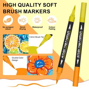 Panwenbo - Juego de <span class=keywords><strong>132</strong></span> Rotuladores de Pintura Acrílica, 66 Rotuladores de Pintura Acrílica de Doble Punta para Pintar - Product Image 2