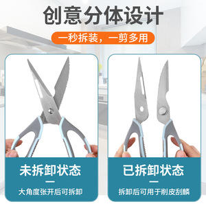 Multifunctional <b>Kitchen</b> Shears Stainless Steel Magnetic Detachable For Food Chicken Bone Vegetable Cutting - Product Image 5