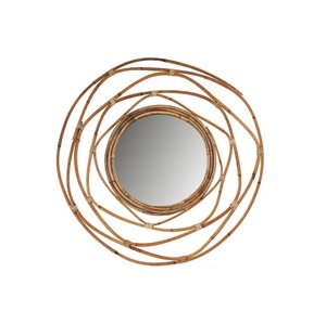 Marco de bambú decorativo moderno para el hogar, tocador colgante de pared, espejo de baño de forma redonda con mango de yute - Product Image 4