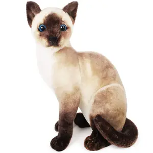 G198 14 Inch Super Soft Chansey Plush Siamese Cat Decorations Stuffed Animal Vivid Siamese Cat Stuffed Animal Toys