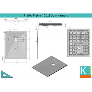 Piatto Doccia Quadrato Moderno Kamalu Bianco 100x80 cm con Effetto Pietra Artificiale per Hotel, Realizzato in Marmo - Product Image 2
