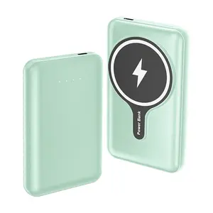 Carregador mini sem fio 10000 mah, carregador inteligente rápido com adaptador para viagem com banco de energia magnética