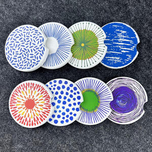 Sous-verre rond en dolomite blanche, tapis isolant thermique en céramique, impression numérique durable, cadeau d'entreprise, utilisation promotionnelle - Product Image 2