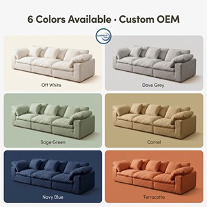 Antnovelty Modüler Bölmeli Kanepe Bulut Koltuk Krem Kuzu Yünü Derin Oturma Alanlı Kanepe Takımı Yastıklarla Birlikte CertiPUR-US Köpüklü - Product Image 3