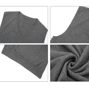 Customized Logo Autumn Spring V Neck Knit Jumper Casual Pullover Knitwear Wool Sleeveless <b>Sweater</b> for <b>Men</b> - Product Image 6
