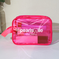 Trousse de Toilette de Voyage Transparente Imperméable à Motif Lettres Tendance en PVC avec Fermeture Éclair et Logo Personnalisé pour Cosmétiques et Maquillage
