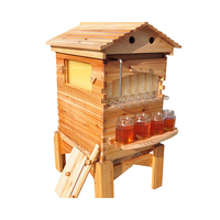 USMILEPET Casa de Colmena Automática de Madera para Abejas, Casa Automática para Abejas de Miel, Equipo de Apicultura, Colmena de Flujo Automático